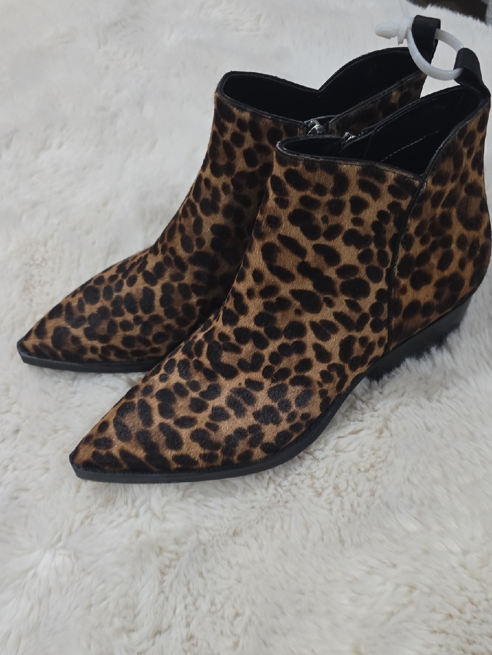 Marc Fisher Leopard-Print Pointed Toe Ankle Booties - Brown/Black